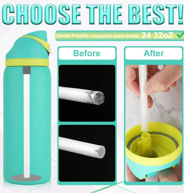 EcoWarra 4/6/12PCS Replacement Straws for Owala Water Bottle 24 oz 32 oz, Reusable Plastic Straws with Cleaning Brush