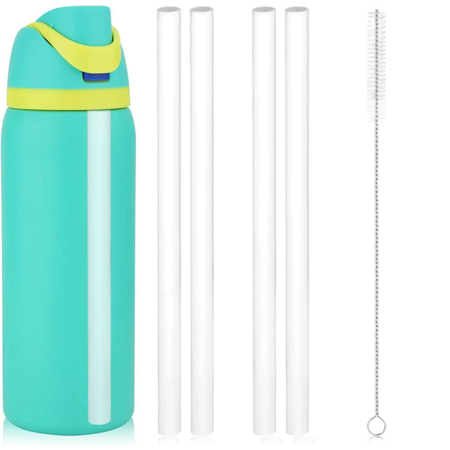 EcoWarra 4/6/12PCS Replacement Straws for Owala Water Bottle 24 oz 32 oz, Reusable Plastic Straws with Cleaning Brush