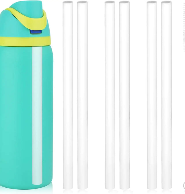 EcoWarra 4/6/12PCS Replacement Straws for Owala Water Bottle 24 oz 32 oz, Reusable Plastic Straws with Cleaning Brush