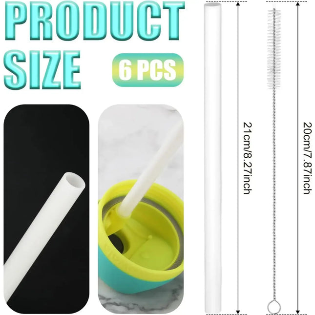EcoWarra 4/6/12PCS Replacement Straws for Owala Water Bottle 24 oz 32 oz, Reusable Plastic Straws with Cleaning Brush