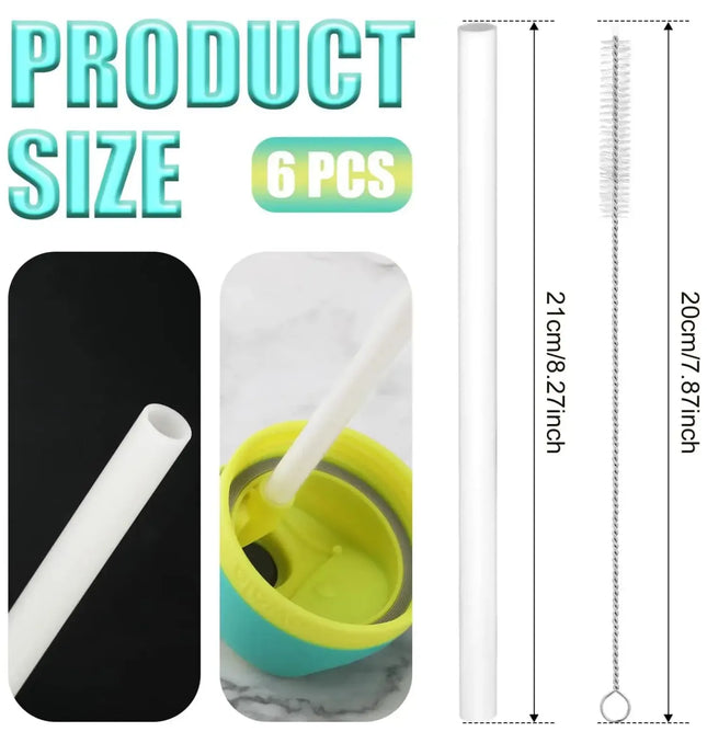 EcoWarra 4/6/12PCS Replacement Straws for Owala Water Bottle 24 oz 32 oz, Reusable Plastic Straws with Cleaning Brush
