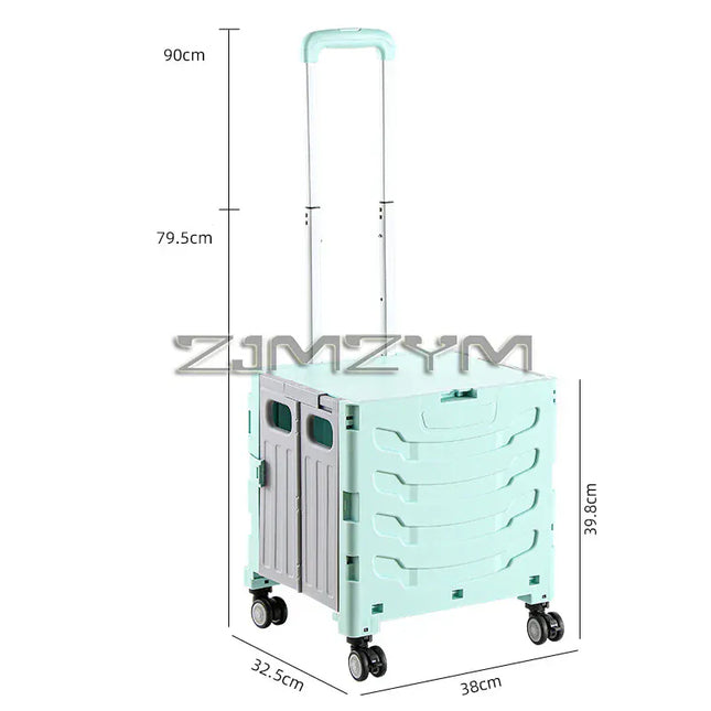 EcoWarra 4 wheel green 5S Quick Folding Shopping Trolley Large Capacity Hand-Pulled Cart Climb Stairs Vegetable Bung Lightweight Travel Picnic Handcart