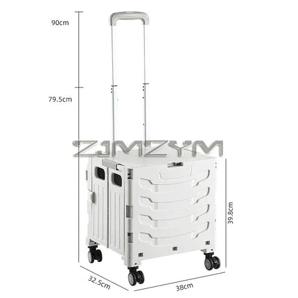 EcoWarra 4 wheel grey 5S Quick Folding Shopping Trolley Large Capacity Hand-Pulled Cart Climb Stairs Vegetable Bung Lightweight Travel Picnic Handcart