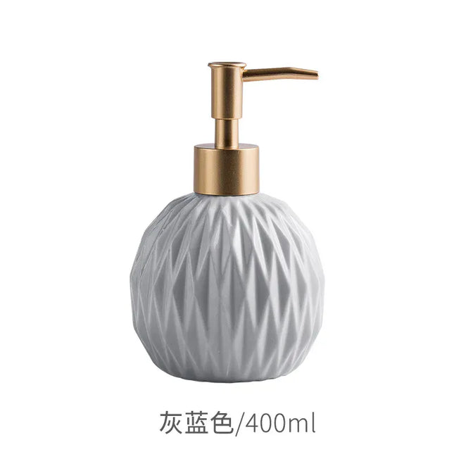 EcoWarra 400ml / Gray blue Ceramic Bathroom Reusable Soap Dispenser Lotion Bottles Liquid Pump Bottle Lotion Dispenser Soap Dispenser Bathroom Decoration