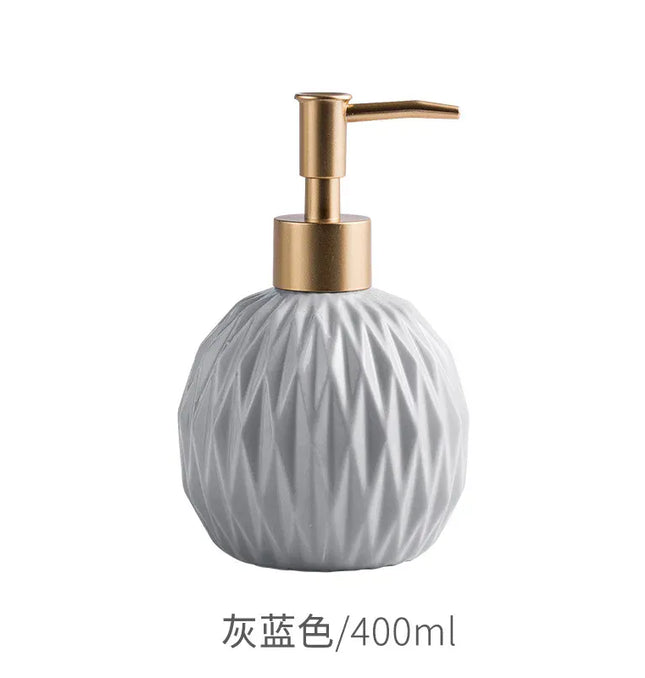 EcoWarra 400ml / Gray blue Ceramic Bathroom Reusable Soap Dispenser Lotion Bottles Liquid Pump Bottle Lotion Dispenser Soap Dispenser Bathroom Decoration