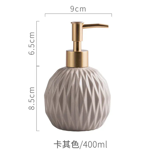 EcoWarra 400ml / Khaki Ceramic Bathroom Reusable Soap Dispenser Lotion Bottles Liquid Pump Bottle Lotion Dispenser Soap Dispenser Bathroom Decoration