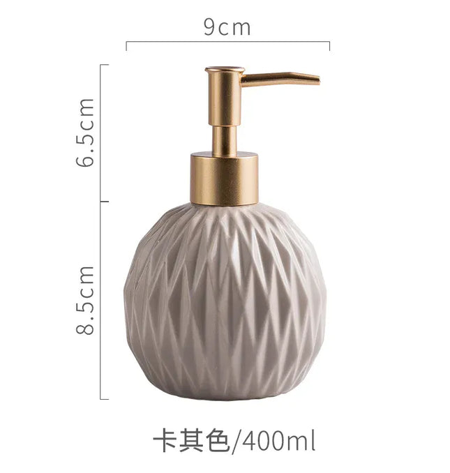 EcoWarra 400ml / Khaki Ceramic Bathroom Reusable Soap Dispenser Lotion Bottles Liquid Pump Bottle Lotion Dispenser Soap Dispenser Bathroom Decoration