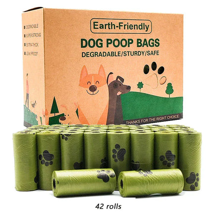 EcoWarra 42 rolls Eco-Friendly Dog Poop Bags Biodegradable Compostable Scented Plant-Based PLA+PBAT Flushable Pet Waste Bags for Dogs and Cats
