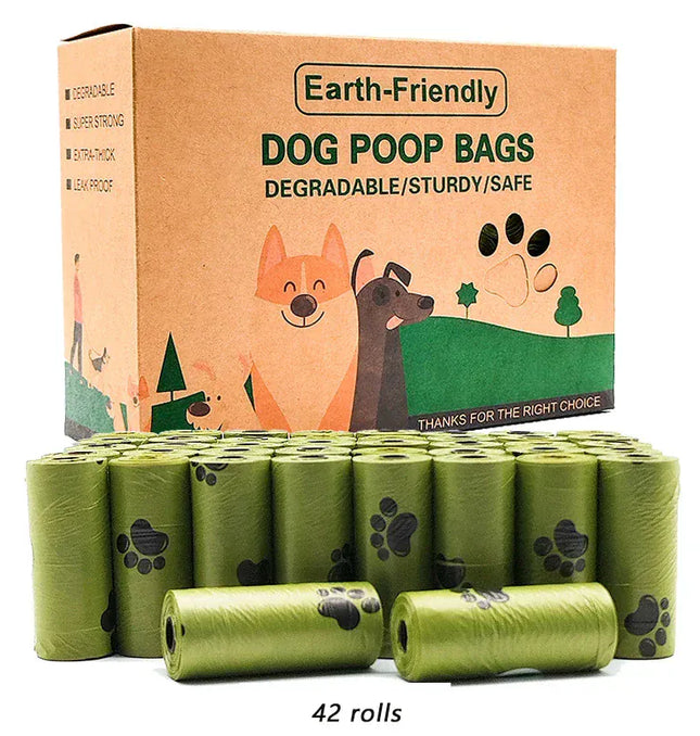 EcoWarra 42 rolls Eco-Friendly Dog Poop Bags Biodegradable Compostable Scented Plant-Based PLA+PBAT Flushable Pet Waste Bags for Dogs and Cats