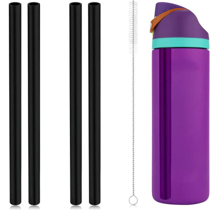 EcoWarra 4PCS Black 4/6/12PCS Replacement Straws for Owala Water Bottle 24 oz 32 oz, Reusable Plastic Straws with Cleaning Brush