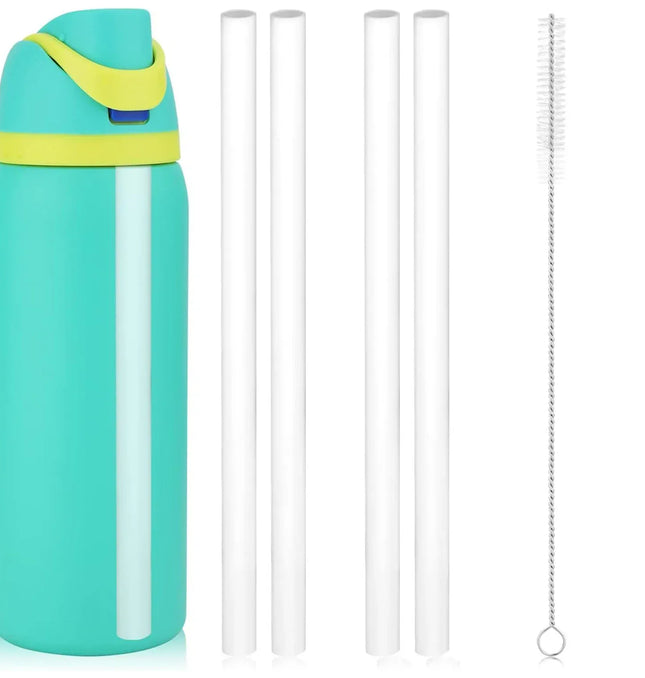 EcoWarra 4PCS White 4/6/12PCS Replacement Straws for Owala Water Bottle 24 oz 32 oz, Reusable Plastic Straws with Cleaning Brush