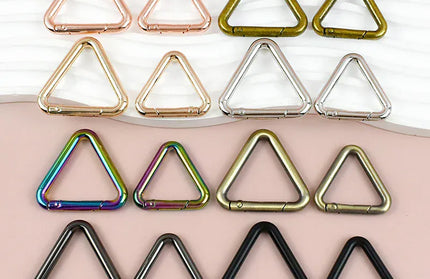 EcoWarra 5/10Pcs Metal Triangle Spring Ring Openable Bag Belt Strap Buckle Carabiner Connect Keyring Dog Chain Snap Clasp Trigger Hook