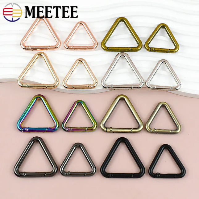 EcoWarra 5/10Pcs Metal Triangle Spring Ring Openable Bag Belt Strap Buckle Carabiner Connect Keyring Dog Chain Snap Clasp Trigger Hook