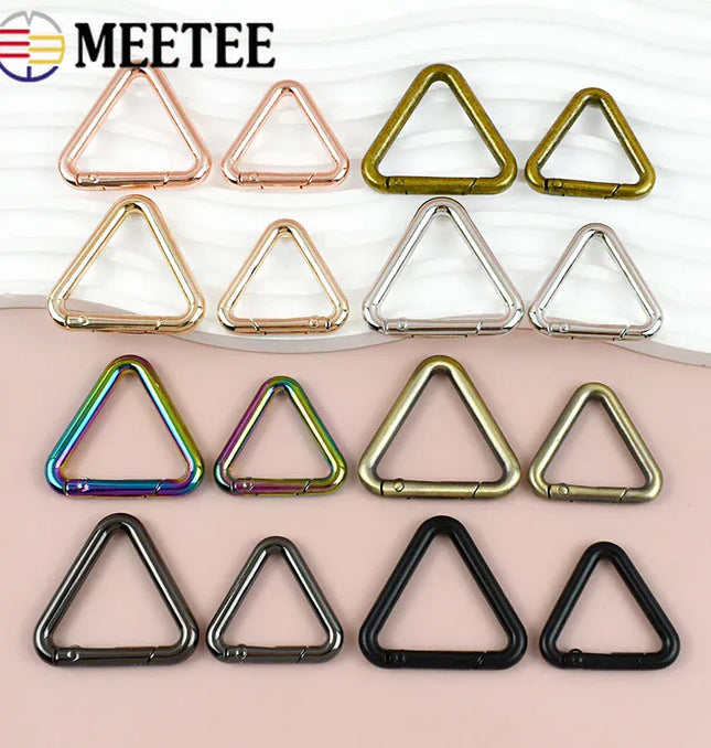 EcoWarra 5/10Pcs Metal Triangle Spring Ring Openable Bag Belt Strap Buckle Carabiner Connect Keyring Dog Chain Snap Clasp Trigger Hook
