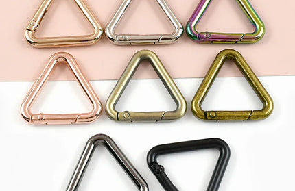 EcoWarra 5/10Pcs Metal Triangle Spring Ring Openable Bag Belt Strap Buckle Carabiner Connect Keyring Dog Chain Snap Clasp Trigger Hook