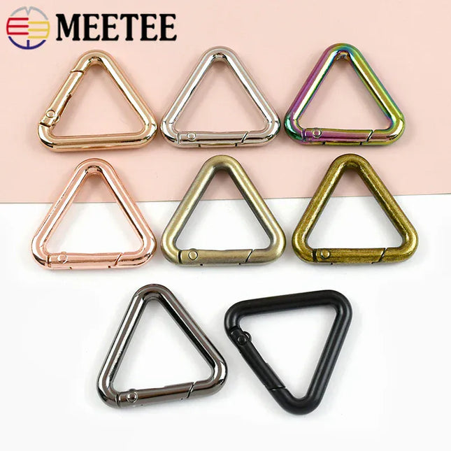 EcoWarra 5/10Pcs Metal Triangle Spring Ring Openable Bag Belt Strap Buckle Carabiner Connect Keyring Dog Chain Snap Clasp Trigger Hook