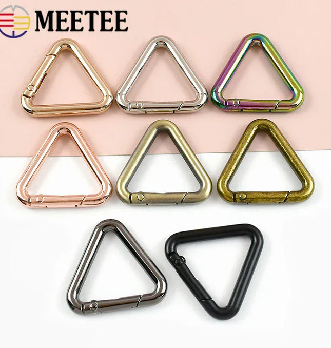 EcoWarra 5/10Pcs Metal Triangle Spring Ring Openable Bag Belt Strap Buckle Carabiner Connect Keyring Dog Chain Snap Clasp Trigger Hook