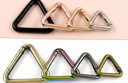 EcoWarra 5/10Pcs Metal Triangle Spring Ring Openable Bag Belt Strap Buckle Carabiner Connect Keyring Dog Chain Snap Clasp Trigger Hook