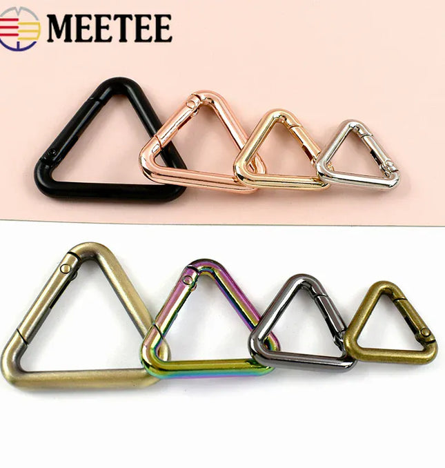 EcoWarra 5/10Pcs Metal Triangle Spring Ring Openable Bag Belt Strap Buckle Carabiner Connect Keyring Dog Chain Snap Clasp Trigger Hook