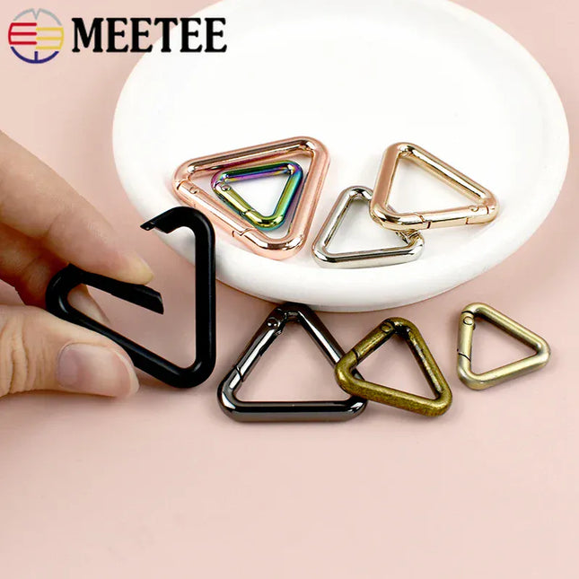 EcoWarra 5/10Pcs Metal Triangle Spring Ring Openable Bag Belt Strap Buckle Carabiner Connect Keyring Dog Chain Snap Clasp Trigger Hook
