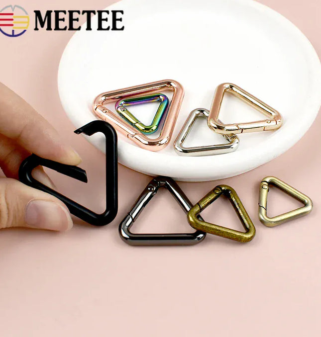 EcoWarra 5/10Pcs Metal Triangle Spring Ring Openable Bag Belt Strap Buckle Carabiner Connect Keyring Dog Chain Snap Clasp Trigger Hook