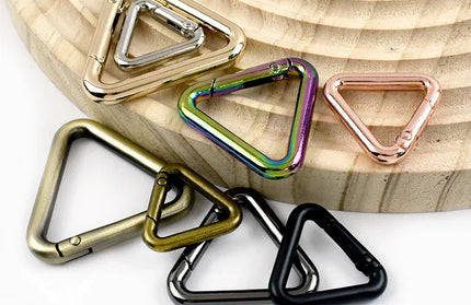 EcoWarra 5/10Pcs Metal Triangle Spring Ring Openable Bag Belt Strap Buckle Carabiner Connect Keyring Dog Chain Snap Clasp Trigger Hook