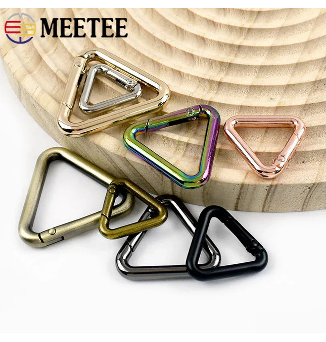 EcoWarra 5/10Pcs Metal Triangle Spring Ring Openable Bag Belt Strap Buckle Carabiner Connect Keyring Dog Chain Snap Clasp Trigger Hook