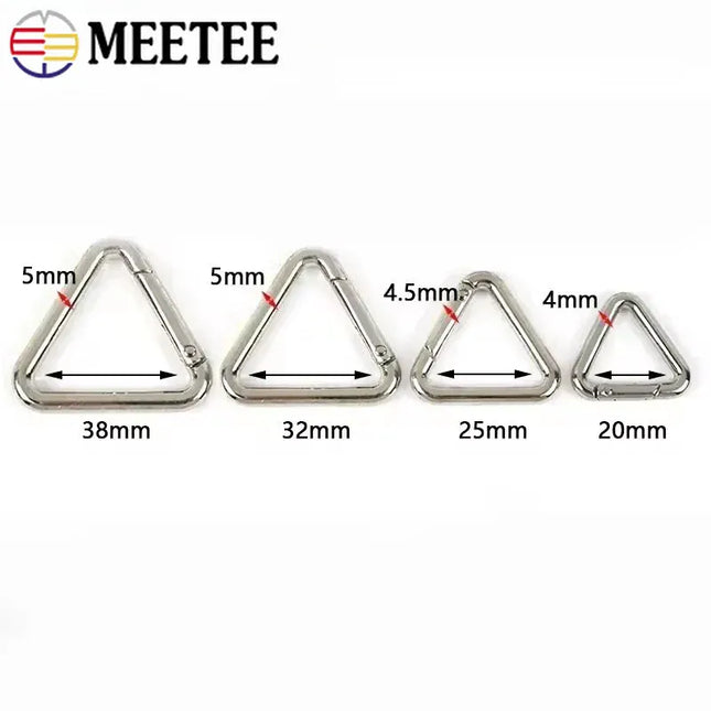 EcoWarra 5/10Pcs Metal Triangle Spring Ring Openable Bag Belt Strap Buckle Carabiner Connect Keyring Dog Chain Snap Clasp Trigger Hook