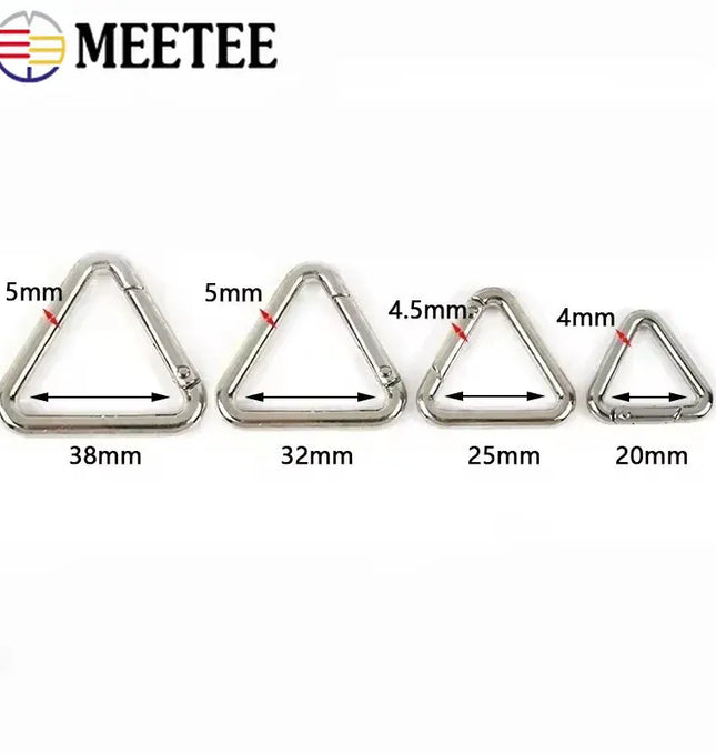 EcoWarra 5/10Pcs Metal Triangle Spring Ring Openable Bag Belt Strap Buckle Carabiner Connect Keyring Dog Chain Snap Clasp Trigger Hook