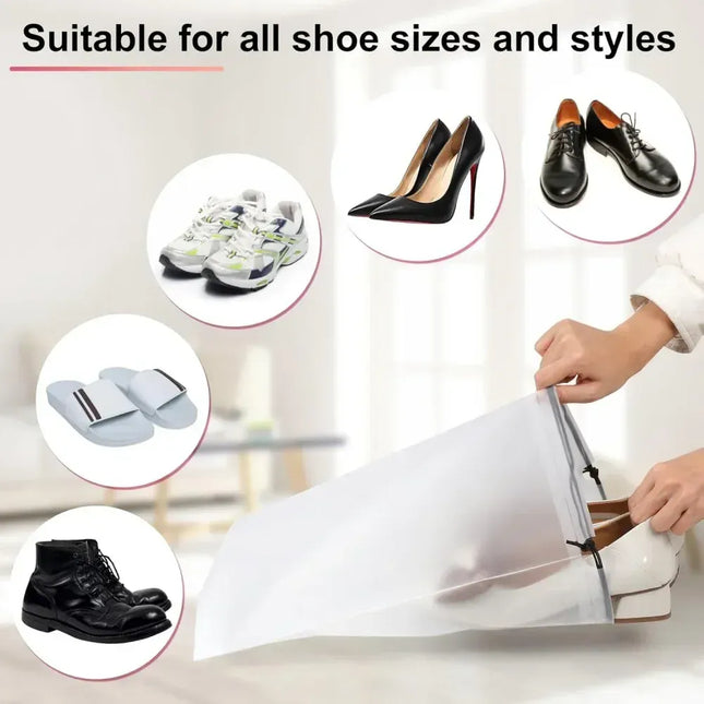 EcoWarra 5/10PCS Portable Shoe Storage Drawstring Eco Storage Bags for Shoes Sundries Travel Waterproof Transparent Plastic Storage Bag