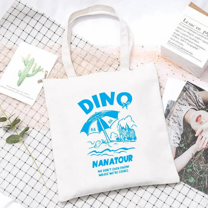 EcoWarra 5 Kpop Nanatour Shoulder Bag Summer Simple White Letter Print Canvas Bag S.Coups Jeonghan Y2k Women's Travel Handbag Eco