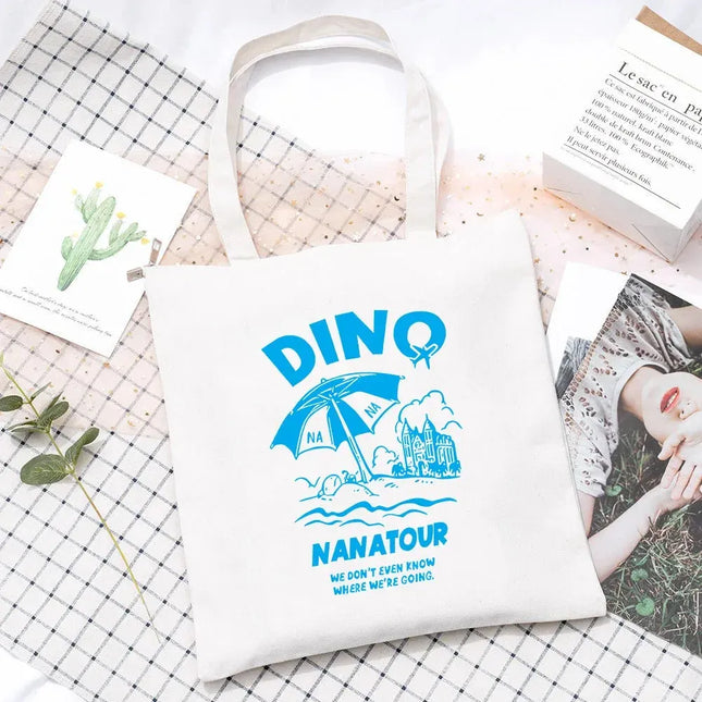 EcoWarra 5 Kpop Nanatour Shoulder Bag Summer Simple White Letter Print Canvas Bag S.Coups Jeonghan Y2k Women's Travel Handbag Eco