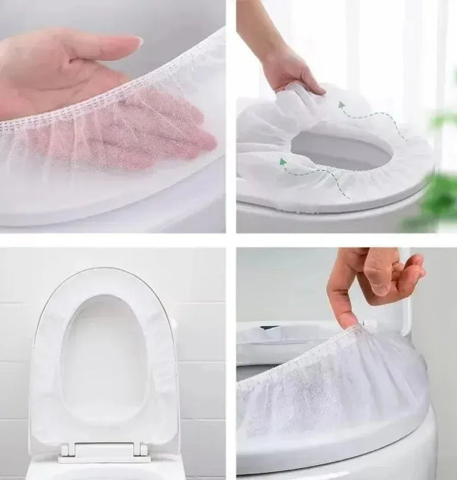 EcoWarra 50/20/10pcs Portable Disposable Toilet Seat Cover Waterproof Non-woven Protective Cover Seat Cushion Travel Camp Hotel Bathroom