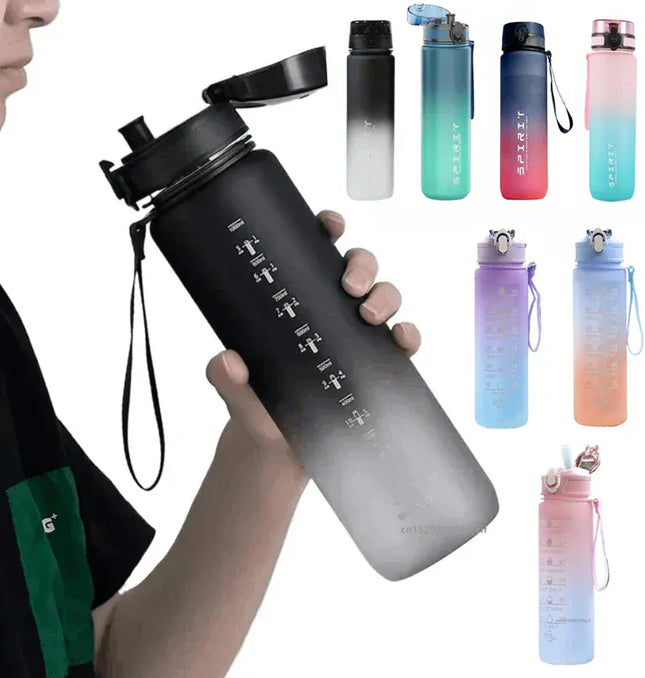 EcoWarra 500ML/650ML/750ML/1000ML Sports Water Bottle Motivational Leak Proof Portable Reusable Plastic Cups Outdoor Travel Gym Jugs
