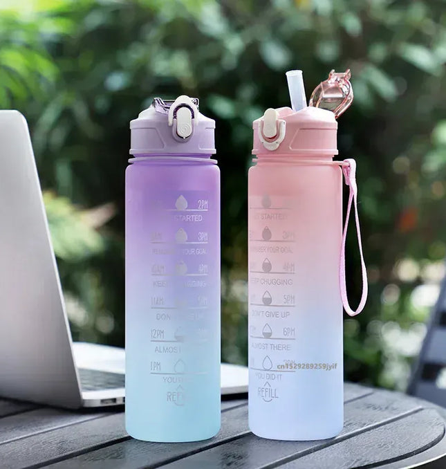 EcoWarra 500ML/650ML/750ML/1000ML Sports Water Bottle Motivational Leak Proof Portable Reusable Plastic Cups Outdoor Travel Gym Jugs
