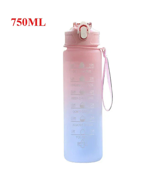 EcoWarra 500ML/650ML/750ML/1000ML Sports Water Bottle Motivational Leak Proof Portable Reusable Plastic Cups Outdoor Travel Gym Jugs