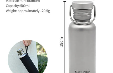 EcoWarra 500ml Cycling Portable Sports Water Bottle Pure Titanium Water Bottle Reusable Drinking Bottle for Outdoor Camping Tourism Sports