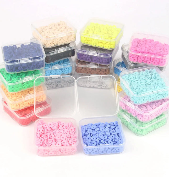 EcoWarra 500Pcs/Box 6mm Recyclable Polymer Clay Disc Loose Charms Beads Boho 34 Colors Wristband Handmade Spacer Beads For Jewelry Making