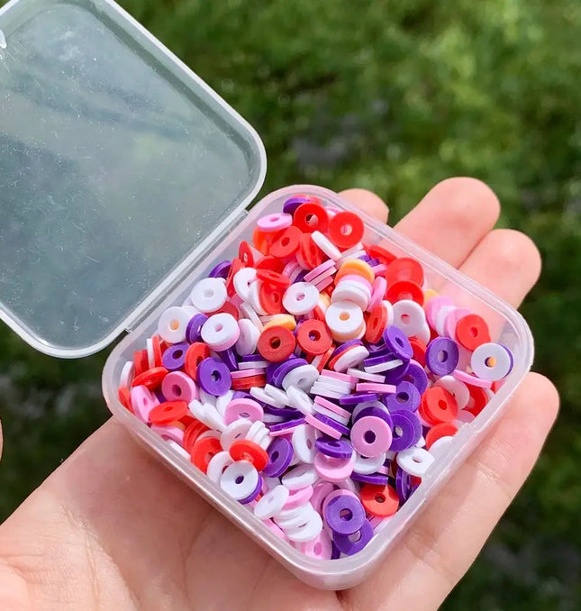 EcoWarra 500Pcs/Box 6mm Recyclable Polymer Clay Disc Loose Charms Beads Boho 34 Colors Wristband Handmade Spacer Beads For Jewelry Making