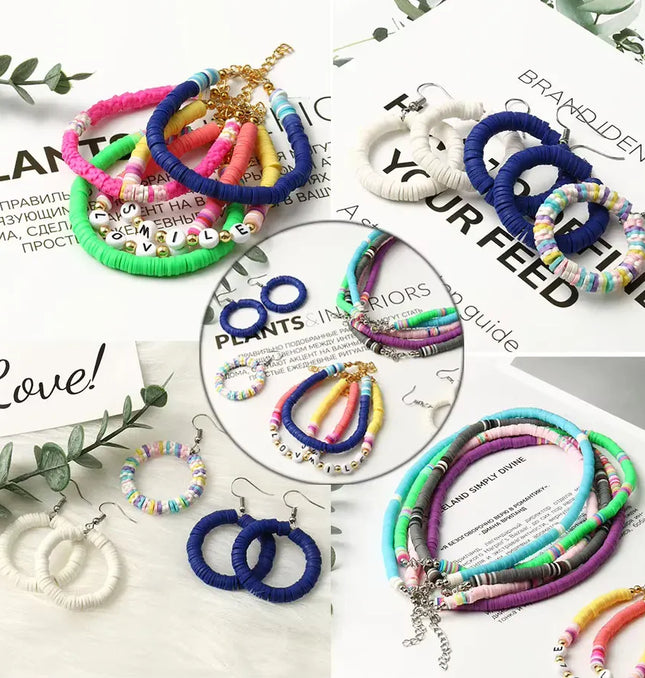 EcoWarra 500Pcs/Box 6mm Recyclable Polymer Clay Disc Loose Charms Beads Boho 34 Colors Wristband Handmade Spacer Beads For Jewelry Making