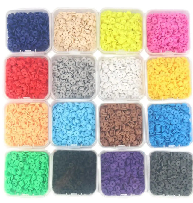 EcoWarra 500Pcs/Box 6mm Recyclable Polymer Clay Disc Loose Charms Beads Boho 34 Colors Wristband Handmade Spacer Beads For Jewelry Making