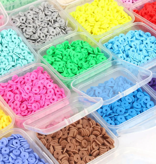EcoWarra 500Pcs/Box 6mm Recyclable Polymer Clay Disc Loose Charms Beads Boho 34 Colors Wristband Handmade Spacer Beads For Jewelry Making