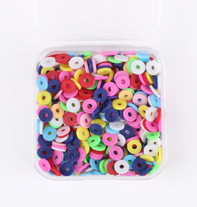 EcoWarra 500Pcs/Box 6mm Recyclable Polymer Clay Disc Loose Charms Beads Boho 34 Colors Wristband Handmade Spacer Beads For Jewelry Making
