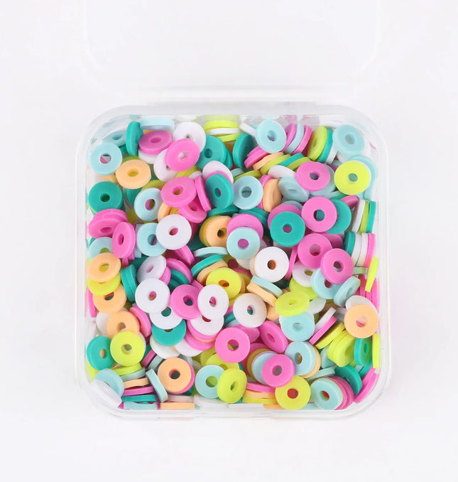 EcoWarra 500Pcs/Box 6mm Recyclable Polymer Clay Disc Loose Charms Beads Boho 34 Colors Wristband Handmade Spacer Beads For Jewelry Making
