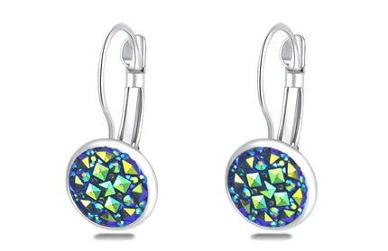 EcoWarra 5A Simplee Korean Fashion Earrings with Round Stone for Women Silver Color Hanging Earing 2023 Trend Jewelry K-pop Accessories