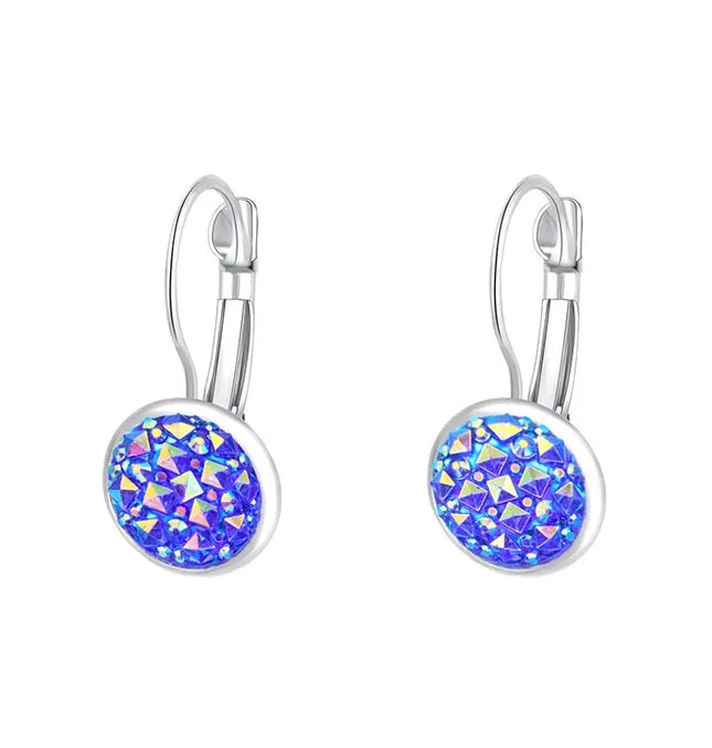 EcoWarra 5B Simplee Korean Fashion Earrings with Round Stone for Women Silver Color Hanging Earing 2023 Trend Jewelry K-pop Accessories
