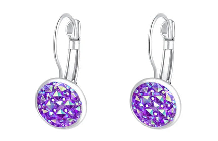 EcoWarra 5D Simplee Korean Fashion Earrings with Round Stone for Women Silver Color Hanging Earing 2023 Trend Jewelry K-pop Accessories