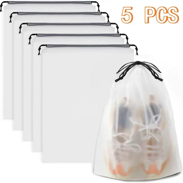 EcoWarra 5pcs / 30x40cm 5/10PCS Portable Shoe Storage Drawstring Eco Storage Bags for Shoes Sundries Travel Waterproof Transparent Plastic Storage Bag