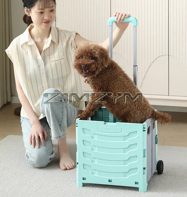 EcoWarra 5S Quick Folding Shopping Trolley Large Capacity Hand-Pulled Cart Climb Stairs Vegetable Bung Lightweight Travel Picnic Handcart