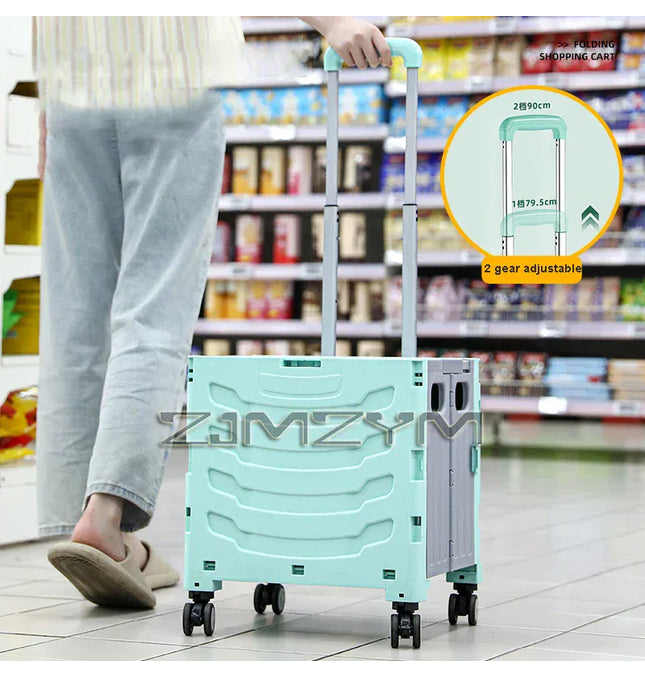 EcoWarra 5S Quick Folding Shopping Trolley Large Capacity Hand-Pulled Cart Climb Stairs Vegetable Bung Lightweight Travel Picnic Handcart